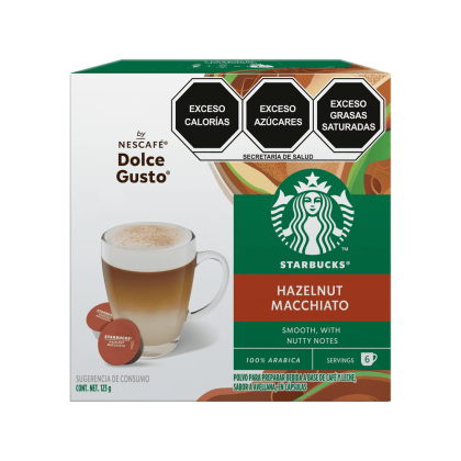 Front view of the Starbucks&reg; Hazelnut Macchiato box