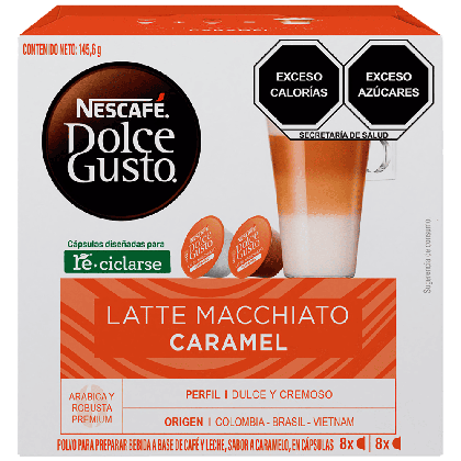 Caja de 16 cápsulas de Latte Machiatto Caramel
