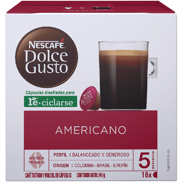Caja de 16 cápsulas de Americano de Nescafé Dolce Gusto