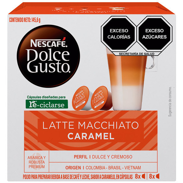 Caja de 16 cápsulas de Latte Machiatto Caramel