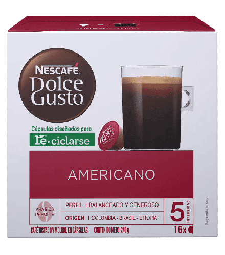Café Americano con 16 Cápsulas