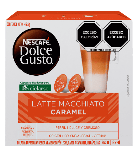 Caja de 16 cápsulas de Latte Machiatto Caramel