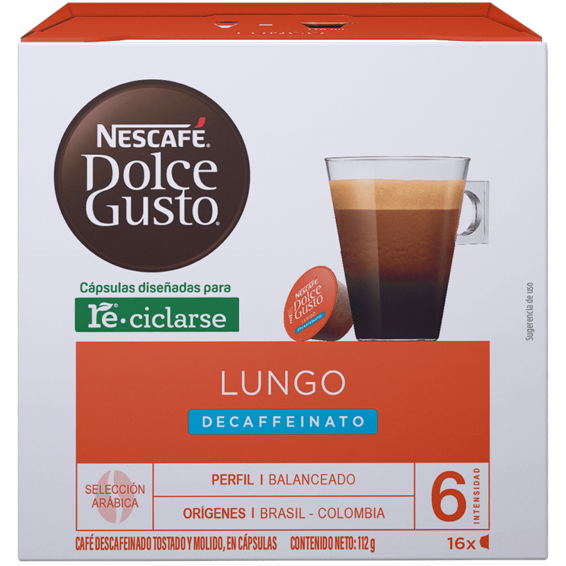 Café Lungo Decaffeinato con 16 Cápsulas