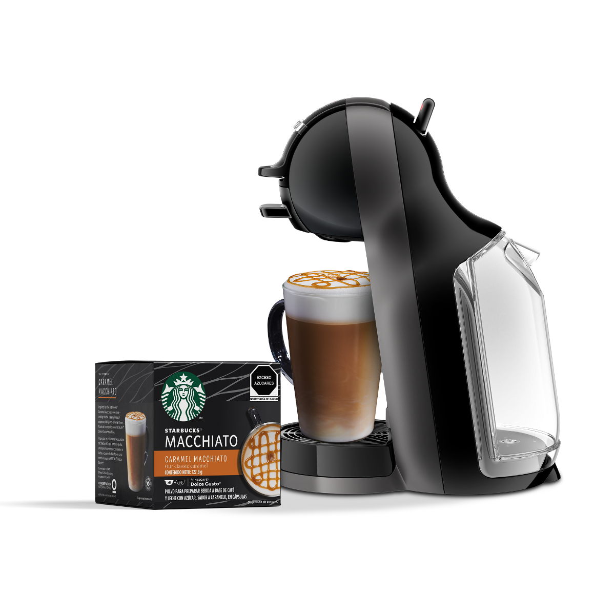 Dolce Gusto® Cafetera Mini Me Negra + 1 Cubo Cápsulas Starbucks®